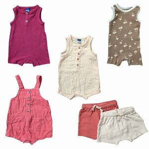 3-6M Baby Clothing Bundle Overalls Rompers Shorts Set Pink White Red Valentines